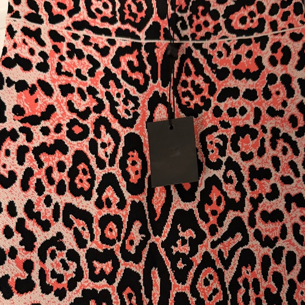 BCBGMaxAzria Pink and Black Animal Print Pencil Skirt - Picture 3 of 7